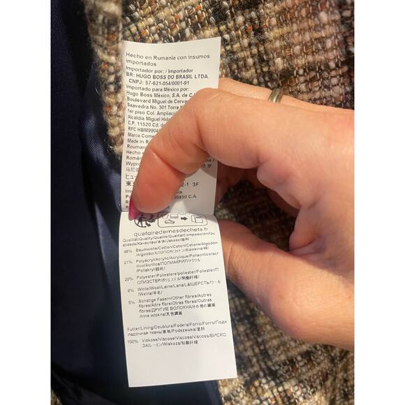 NWT Boss Janka Double Breasted Blazer tweed marshland Green Tartan size 2 - Picture 14 of 15